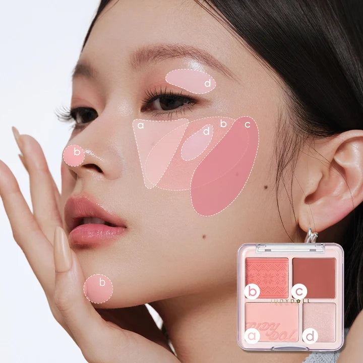 Judydoll 4 Color Blush Highlight Palette