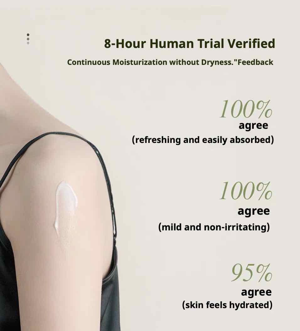 Experience Aarye Body Cream: snow-melting texture, non-sticky, and cool. Infused with botanical extract, and B5 enzyme, it provides 8-hour hydration and deep nourishment.