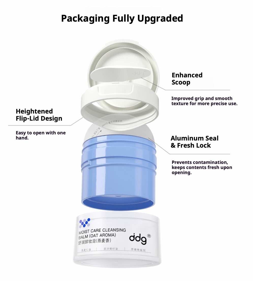 Discover spa-like cleansing with DDG Moist Care Cleansing Balm (Oat Aroma). This luxurious balm melts away makeup and impurities while nourishing with oat kernel and hazelnut oils. Gentle, soothing, and perfect for all skin types, it leaves skin soft, refreshed, and radiant. Eco-friendly and ideal for sensitive skin.