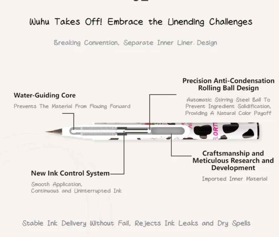 Flortte Wow So Light Eyeliner is made of customized bristles, with an internal water-inducing core and roller ball anti-coagulation design, paired with double film-forming technology