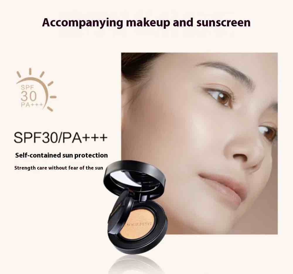 Maogeping Luxury Caviar Flawless Liquid Foundation Cushion with sun protection to meet daily touch-up makeup needs. Strong coverage but light-weight. Long-lasting for 12 hours, Nourish the skin, Gold packaging, perfect design.