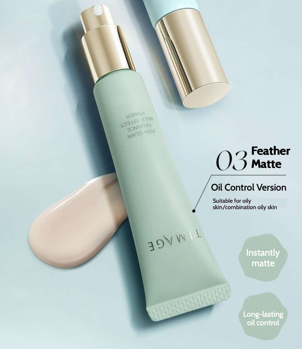 TIMAGE Makeup Base Primer achieves a smooth matte finish with long-lasting oil control. This lightweight primer covers pores, prevents makeup loss, and keeps your skin fresh and shine-free all day.