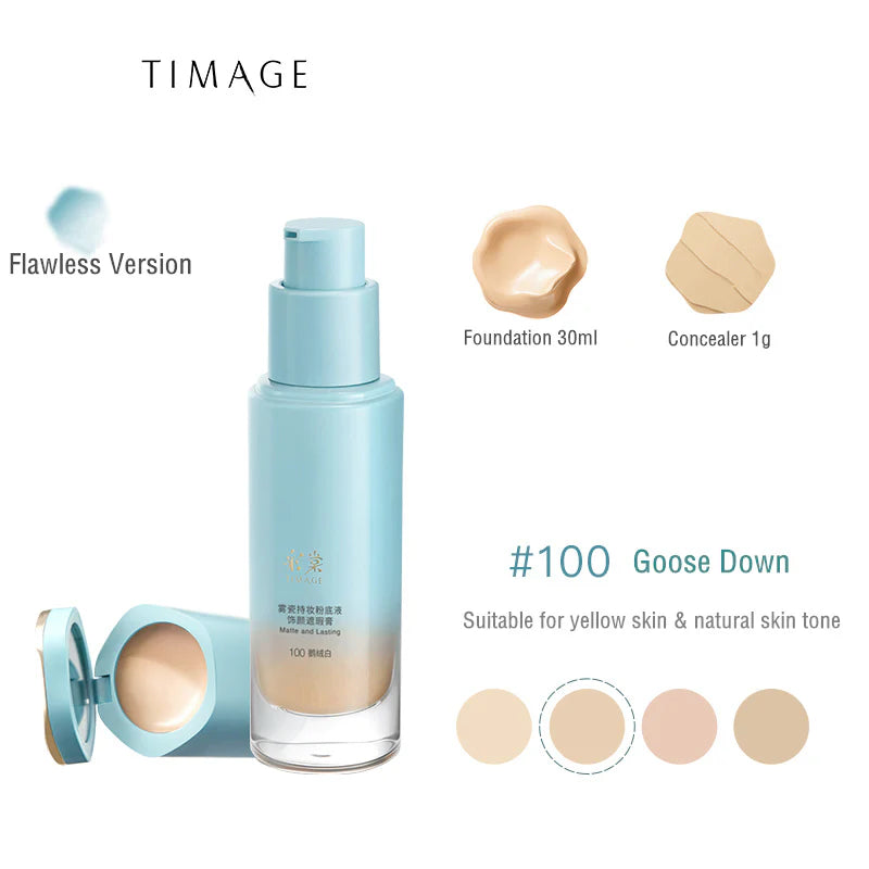 TIMAGE Matte and Lasting Foundation with Concealer in shade