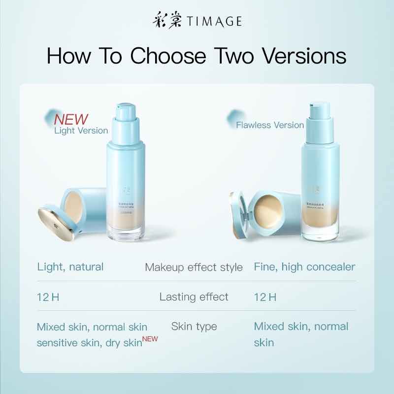 TIMAGE Matte and Lasting Foundation with Concealer achieves flawless, breathable coverage. Its high coverage formula blends easily, keeps makeup fresh all day, and provides a smooth, matte finish without drying out.