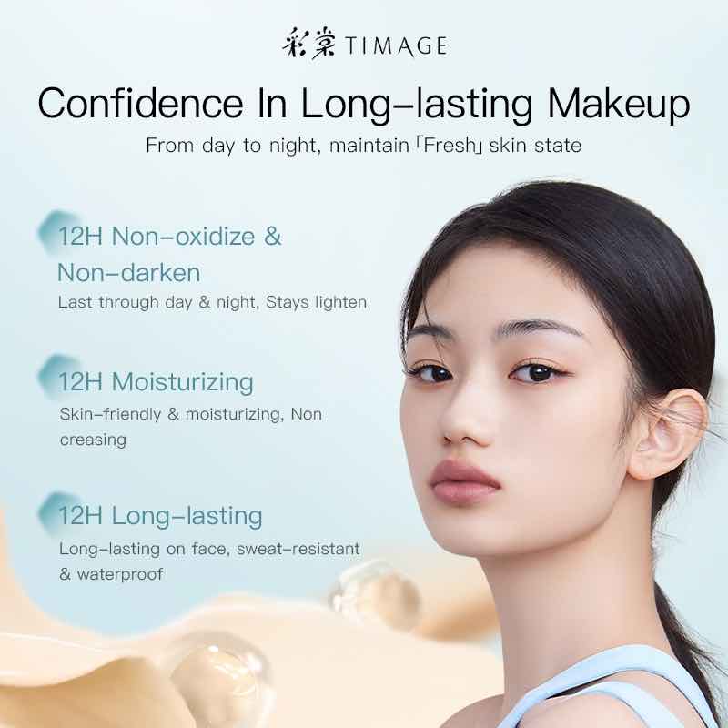TIMAGE Matte and Lasting Foundation with Concealer achieves flawless, breathable coverage. Its high coverage formula blends easily, keeps makeup fresh all day, and provides a smooth, matte finish without drying out.