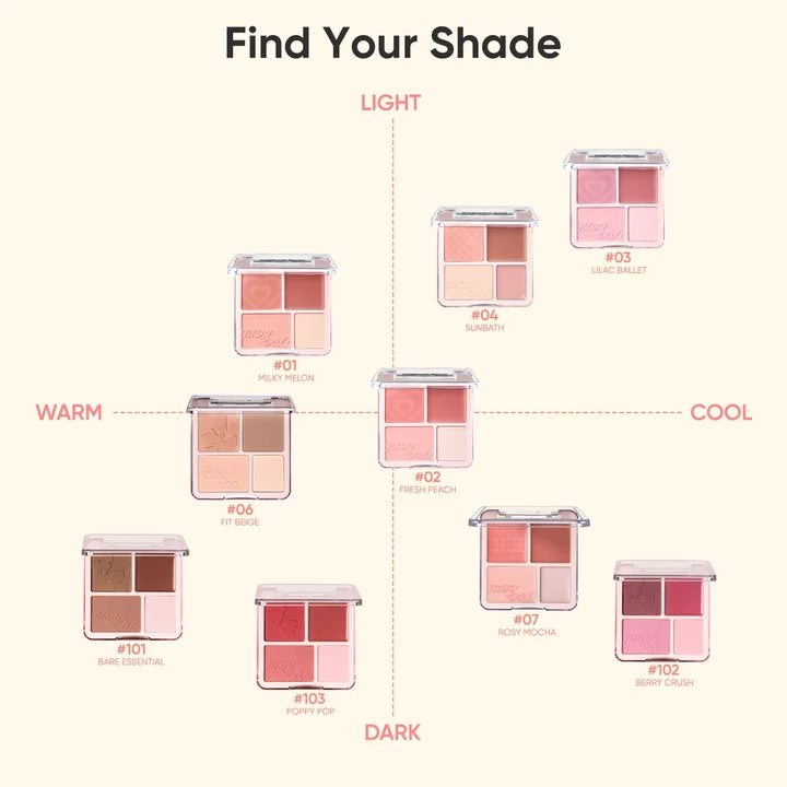 Judydoll 4 Color Blush Highlight Palette