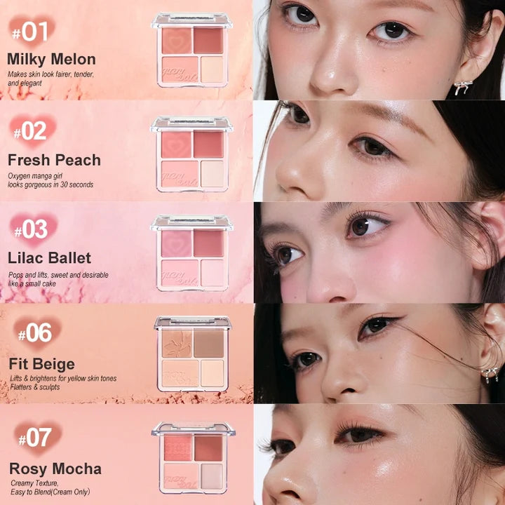 Judydoll 4 Color Blush Highlight Palette