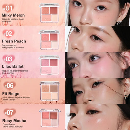 Judydoll 4 Color Blush Highlight Palette
