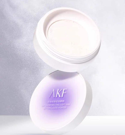 AKF Snow Melting Soft Setting Loose Powder expertly absorbs excess oil without drying out your skin, light and airy texture, providing a comfortable and natural makeup finish all day long.