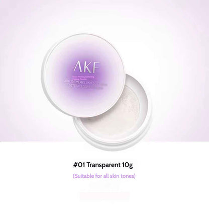 AKF Snow Melting Soft Setting Loose Powder expertly absorbs excess oil without drying out your skin, light and airy texture, providing a comfortable and natural makeup finish all day long.