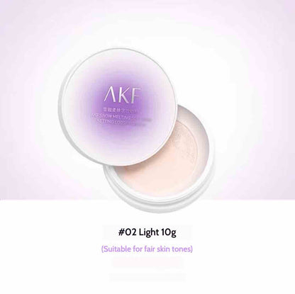 AKF Snow Melting Soft Setting Loose Powder expertly absorbs excess oil without drying out your skin, light and airy texture, providing a comfortable and natural makeup finish all day long.