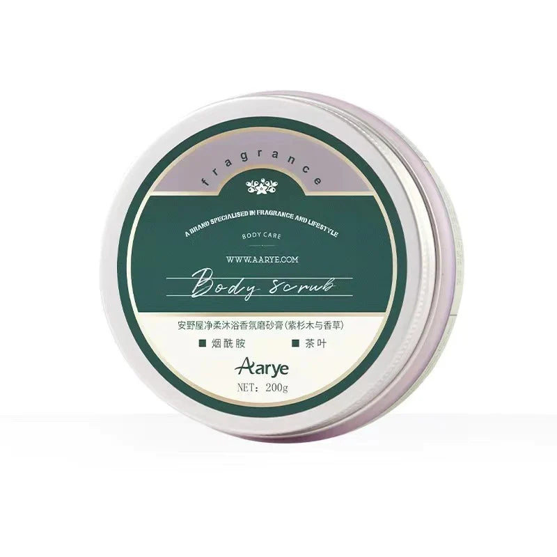 Revitalize with Aarye Body Scrub! Enriched with botanical extracts for spa-quality nourishment. Its unique ice cream-like clay texture brightens and refreshes, while deep cleansing and balancing oil levels.