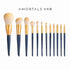 The Amortals Big Dipper 12 Makeup Brushes set includes brushes for eyeshadow, blusher, highlighter, and more. It comes with a starry night brush holder and a portable leather pouch. Perfect for flawless makeup on the go!