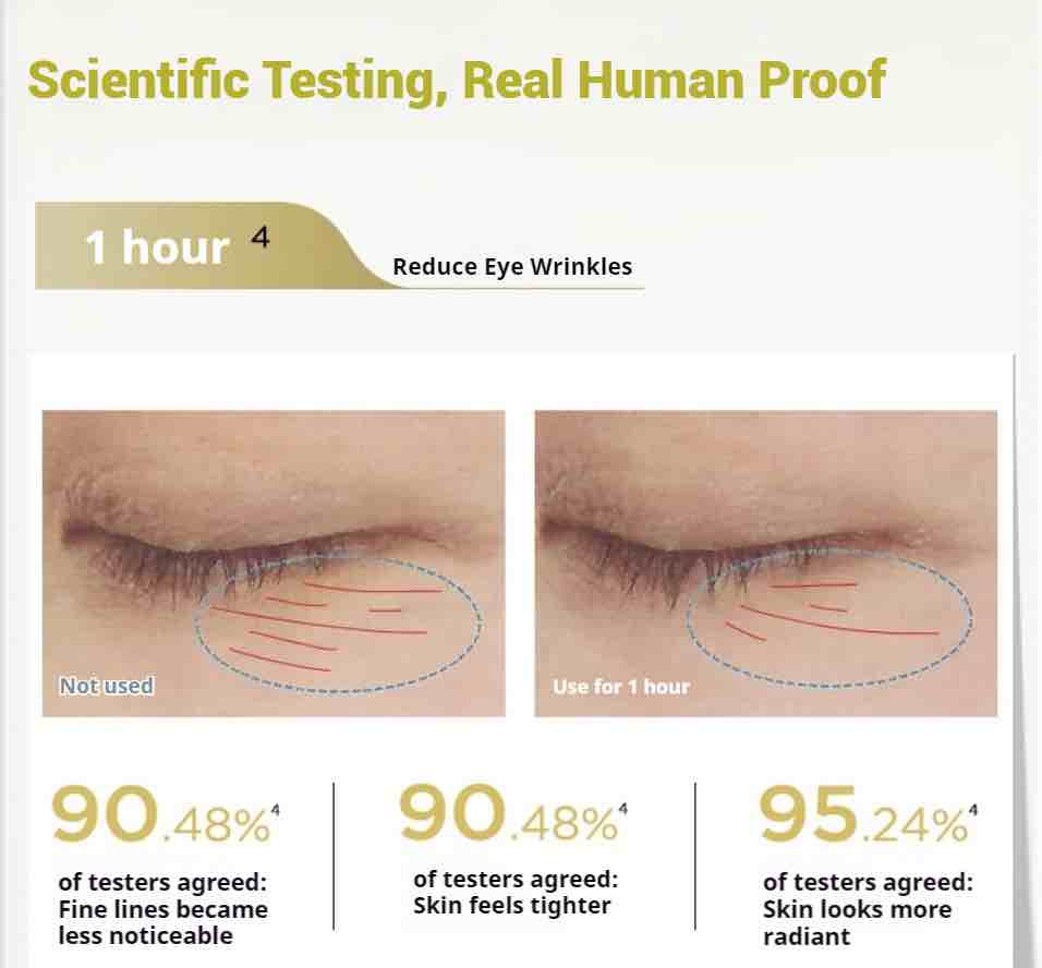 Revitalize your eyes with Biohyalux Hyalux Anti-Wrinkle Essence Eye Mask. It reduces fine lines, hydrates deeply, brightens dark circles, and soothes tired eyes for a refreshed, youthful appearance.