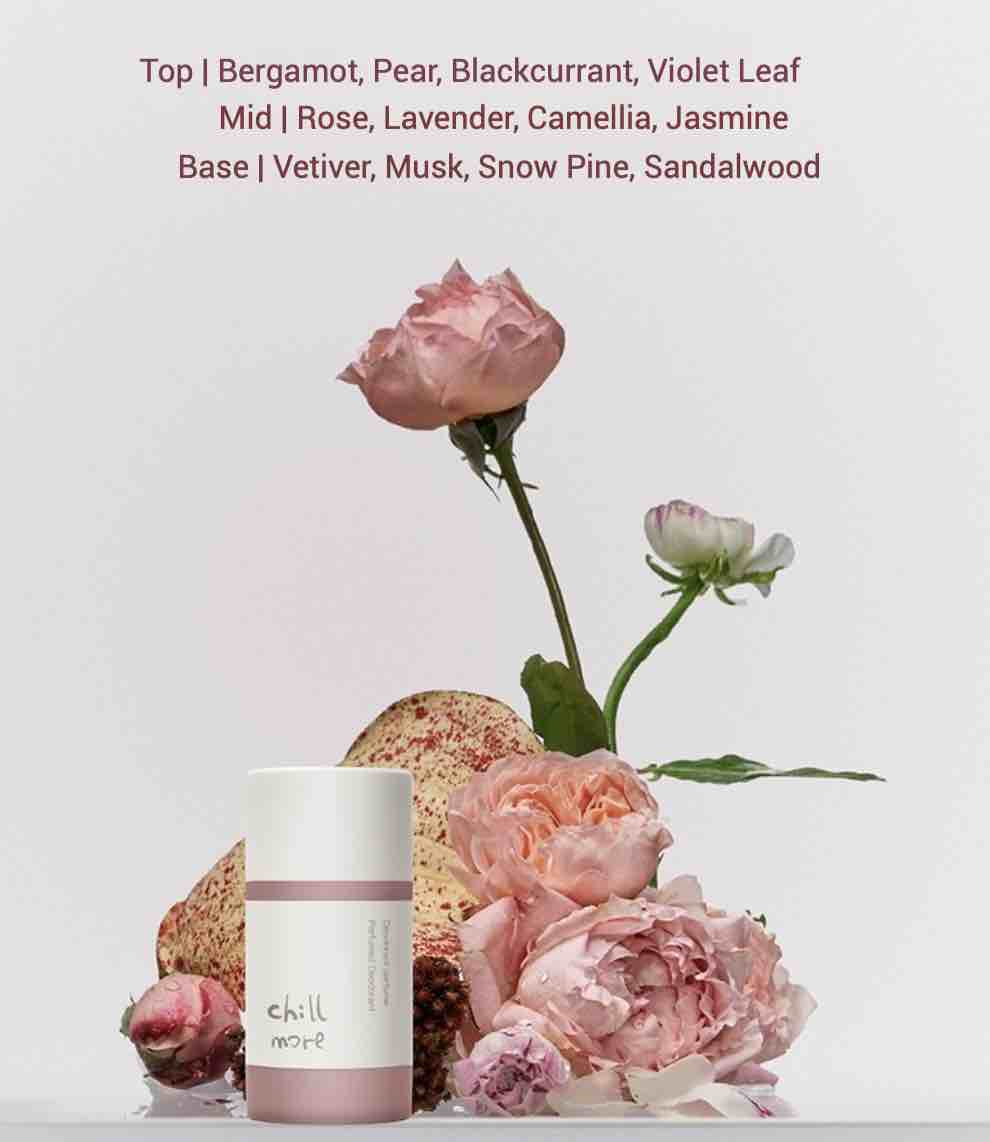 Chillmore Perfumed Deodorant delivers 8-hour freshness with a subtle, natural scent. It neutralizes odor, and is moisture-wicking and non-staining. Enjoy long-lasting, refreshing care without residue.