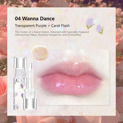 FLORTTE I Love You Lip Gloss offers moisturizing, non-sticky shine with a long-lasting formula, creating a 3D plump effect for fuller, vibrant lips.