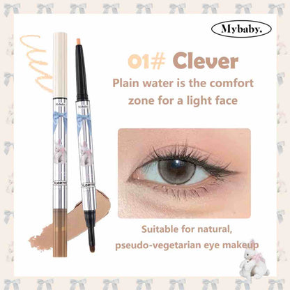 Flortte Mybaby Double-Headed Silkworm Pen in Clever, Offering Natural Pseudo-Vegetarian Eye Makeup with a Light Brown Shade and Soft Highlighting Tip