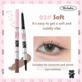 Flortte Mybaby Double-Headed Silkworm Pen in Soft, Perfect for Creating Innocent and Sweet Eye Makeup with a Gentle Brown Shade and Precise Highlighting End