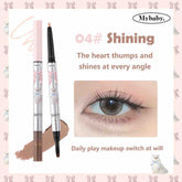 Flortte Mybaby Double-Headed Silkworm Pen in Shining, Featuring a Versatile Brown Shade for Daily Makeup with a Shimmering Highlight to Brighten Your Eyes