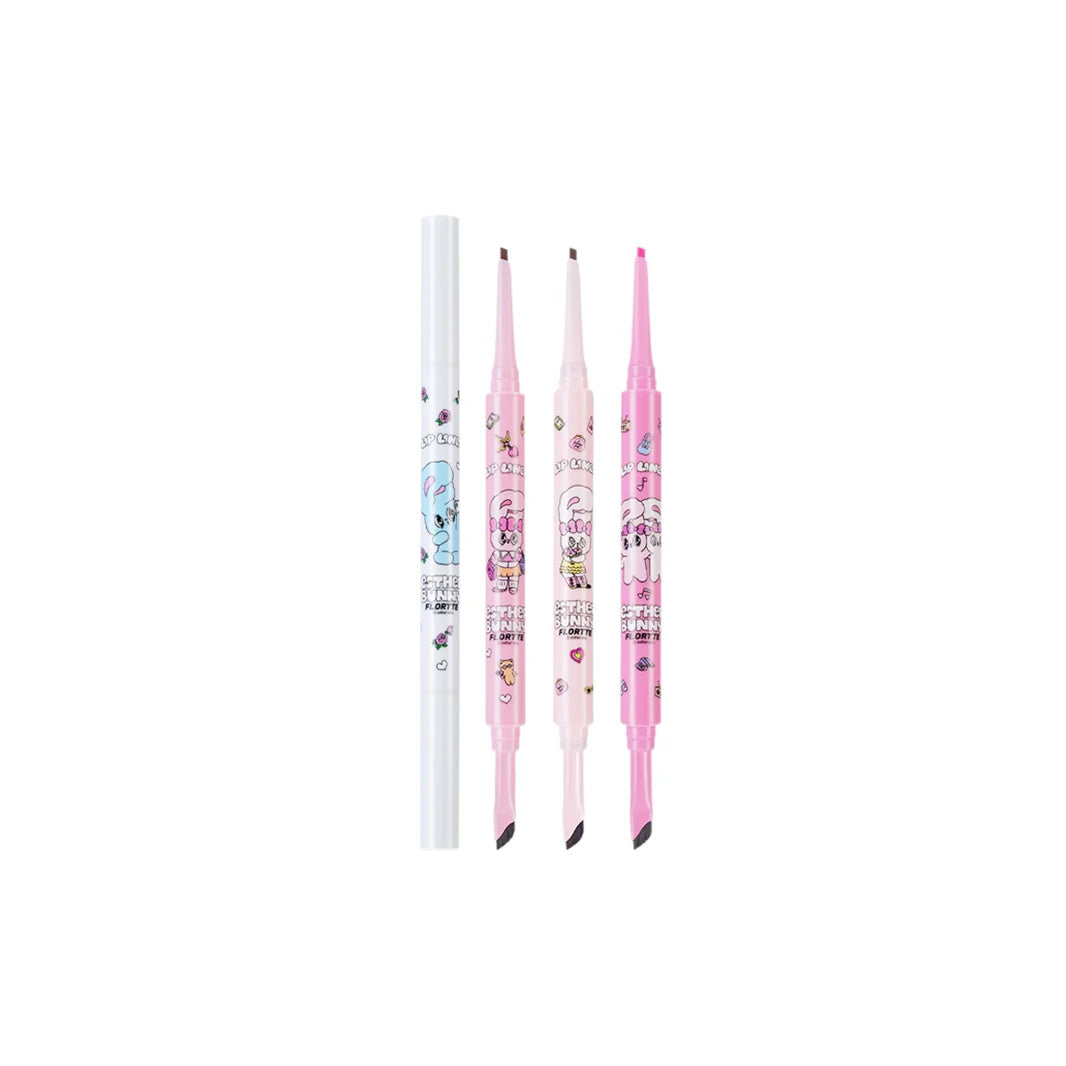 &quot;FLORTTE Esther Bunny Double-Ended Eyeliner features a pencil tip and angled brush for smooth, long-lasting feline flicks in Black, Deep Brown, Tea Brown, and Rose Pink.&quot;