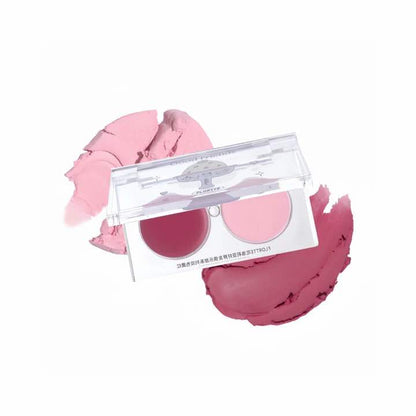 Flortte Multi-Purpose Duo Blusher features duo colors in one that allows color mixing for more diverse pink looks. A light texture, soft-focus natural color, and porous oil-absorbing powder.