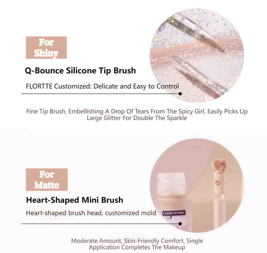 Flortte Heart Attack Liquid Eye Shadow has 2 styles of brush head