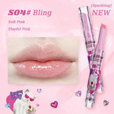 Flortte I Am Super Beauty Jelly Heart Lipstick in shade S04 Bling, with a clear peach color for a tender, cute look