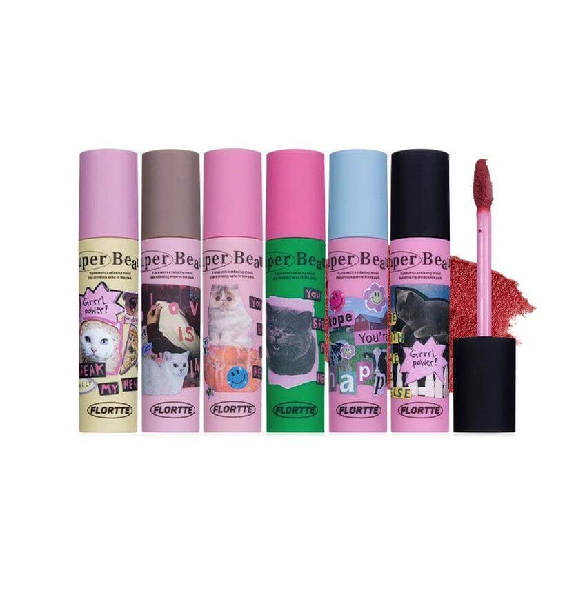 Flortte I am Super Beauty Lip Cream offers a creamy, long-lasting finish with moisturizing ingredients and a selection of 12 vibrant, playful shades.