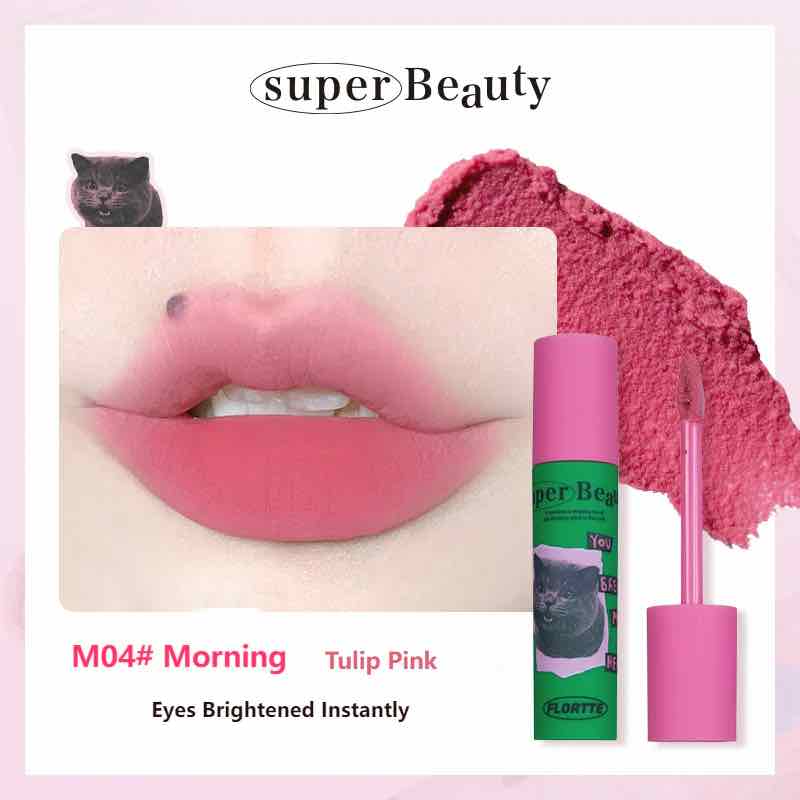 FLORTTE I am Super Beauty Lip Cream in M04 Morning, a tulip pink shade that instantly brightens lips with a soft, creamy texture