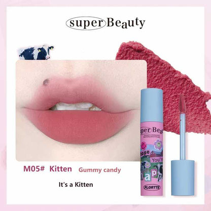 FLORTTE I am Super Beauty Lip Cream in M05 Kitten, a gummy candy shade delivering a cute and playful kitten-inspired lip look with a smooth, creamy finish