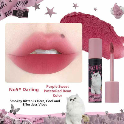 FLORTTE I am Super Beauty Lip Cream in n05 darling, a purple red bean shade offering a creamy, long-lasting finish for soft and natural-looking lips