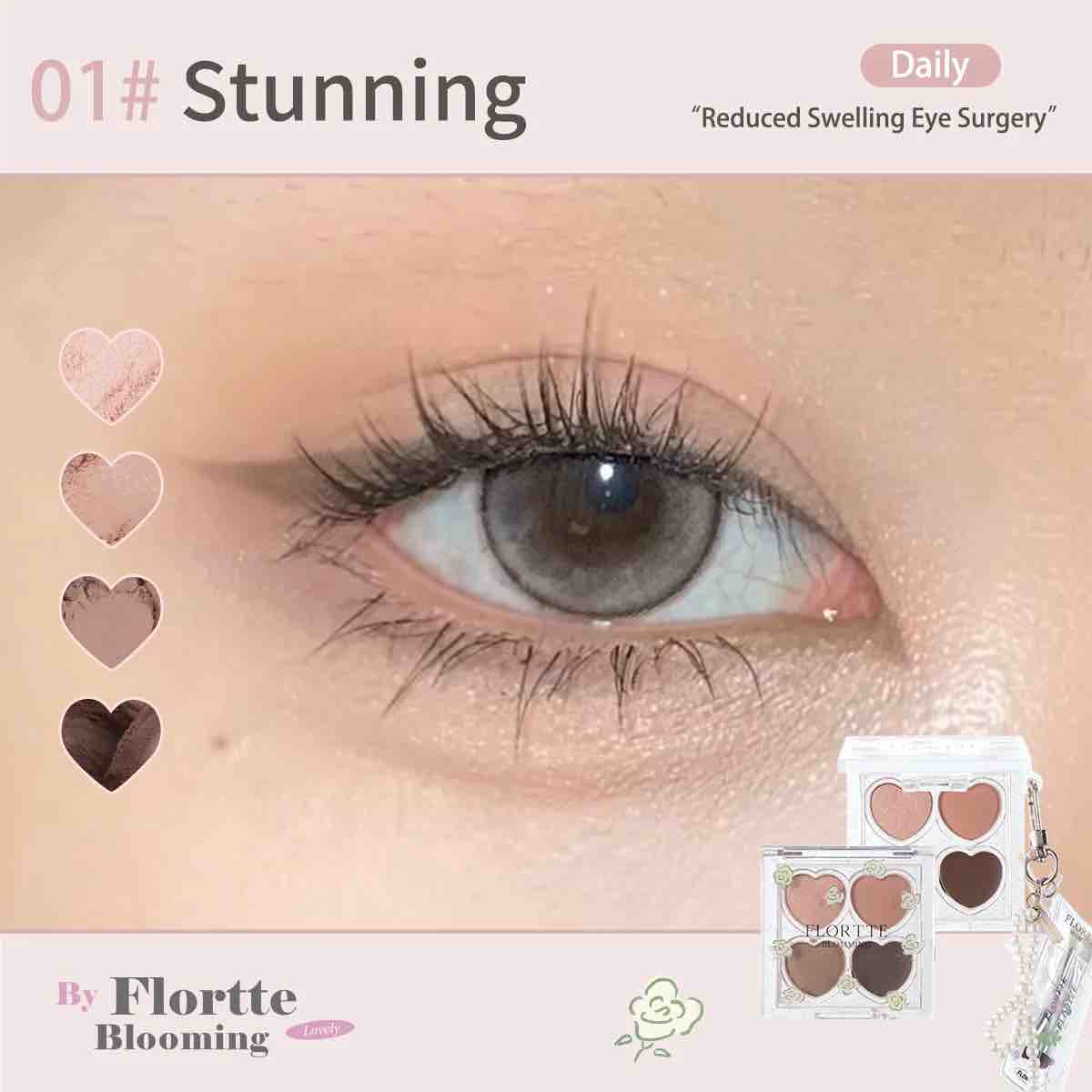 Flortte Love Yourself 4-Color Eyeshadow Palette 01 daily, reduced swelling eye surgery