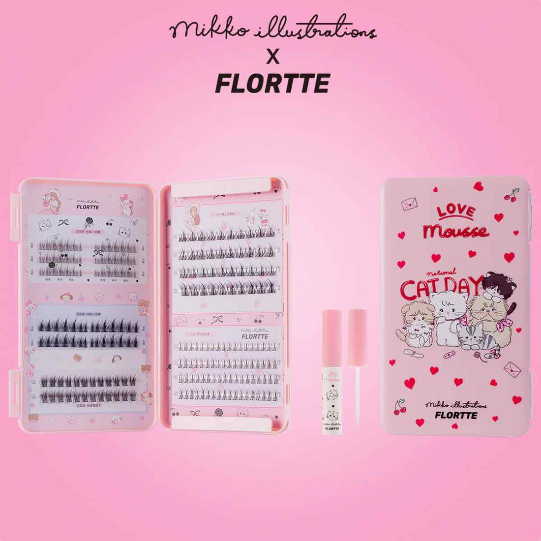 FLORTTE Mikko False Eyelashes are easy to apply with a split-cluster on-eye pattern, and the roots are made with a soft, soft stems to reduce the burden on the eyes.