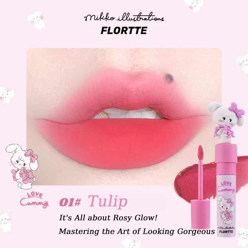 FLORTTE Mikko Lip Cream delivers a velvety matte finish with high pigmentation, long-lasting color, and a lightweight, hydrating texture that resists fading and smudging.