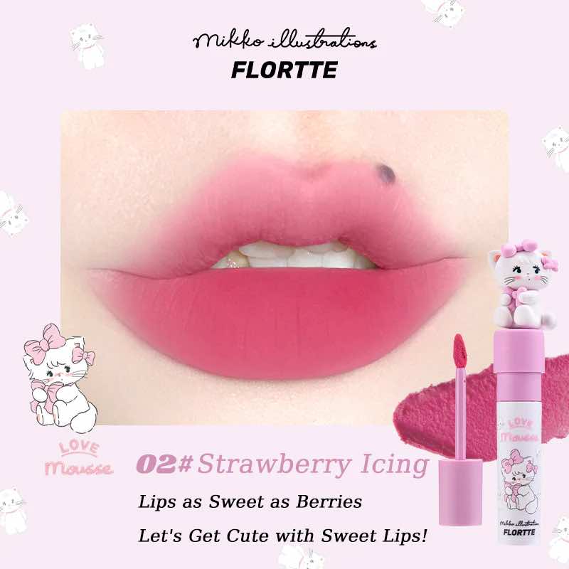 FLORTTE Mikko Lip Cream delivers a velvety matte finish with high pigmentation, long-lasting color, and a lightweight, hydrating texture that resists fading and smudging.