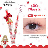 Flortte X Mikko Apple Juice Waterproof Liquid Eyeliner, Bright Red Shade with Precision Brush Tip, Ideal for Creating Bold Eye Looks, with Cute Pendant