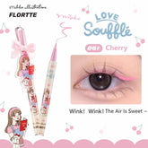 Flortte X Mikko cherry Waterproof Liquid Eyeliner with Ultra-Fine Brush Tip and Cute Pendant, Perfect for Intense pink Eyeliner Looks