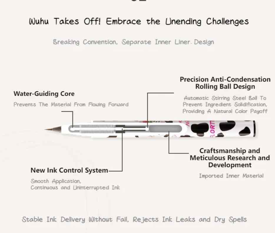  Flortte Wow So Light Eyeliner is made of customized bristles, with an internal water-inducing core and roller ball anti-coagulation design, paired with double film-forming technology