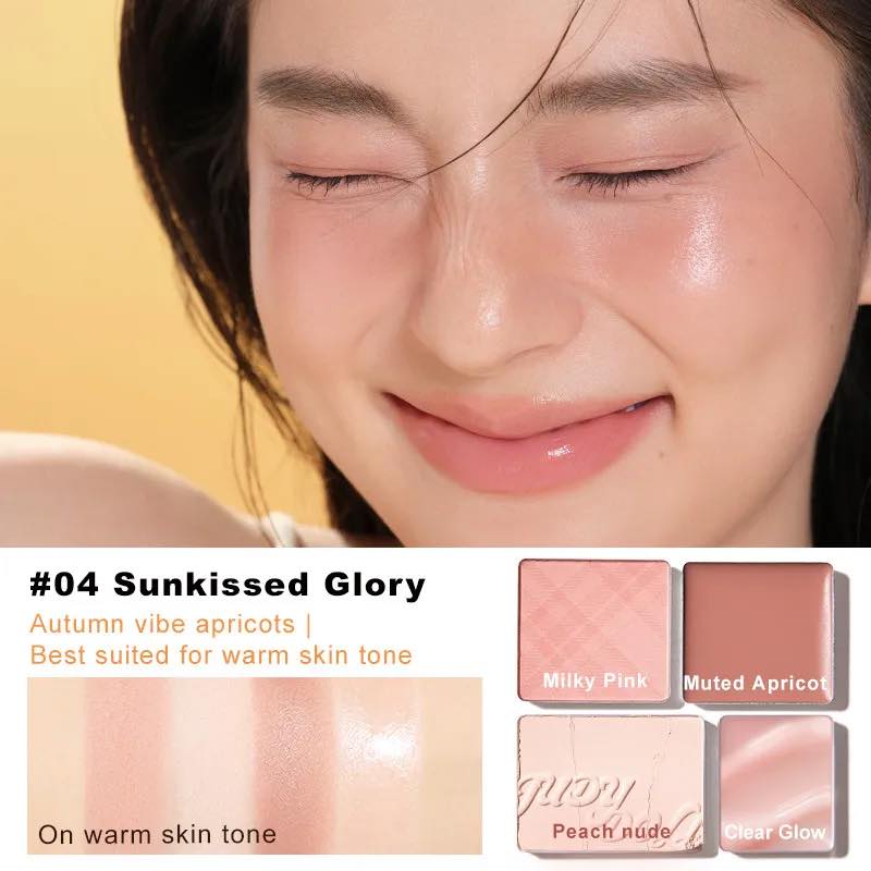 Judydoll 4 Color Blush Highlight Palette