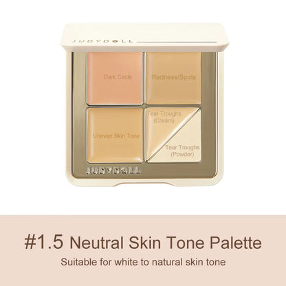 Judydoll Neutral Skin Tone Concealer Palette - Ideal for white to natural skin tones, perfect for covering dark circles, redness, and uneven skin tone