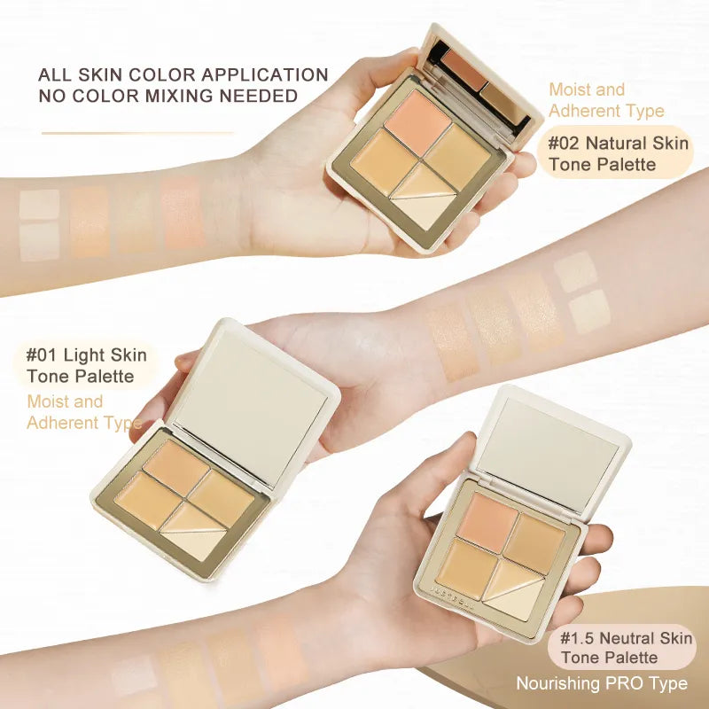 Judydoll Concealer Palettes for Various Skin Tones - Featuring the light, neutral, and natural skin tone palettes, suitable for all skin colors with no color mixing needed.