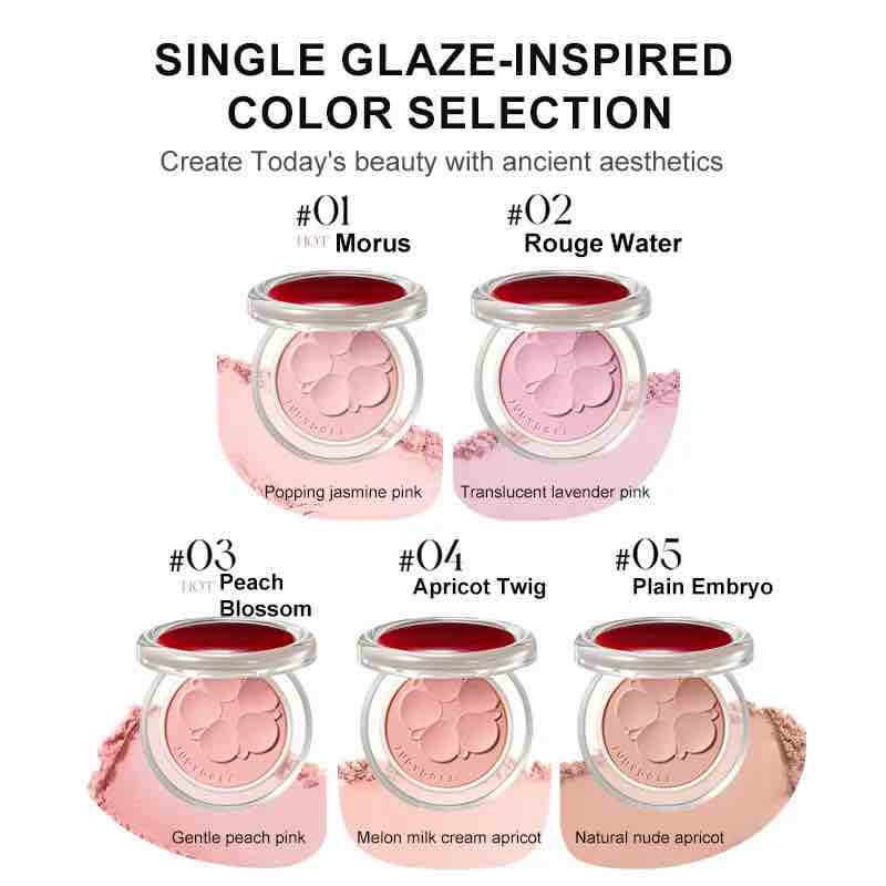  Judydoll Glazed Blush Powder, Multi-shaped powder matrix for a soft-focus, apply makeup for an instant skin-blurring effect