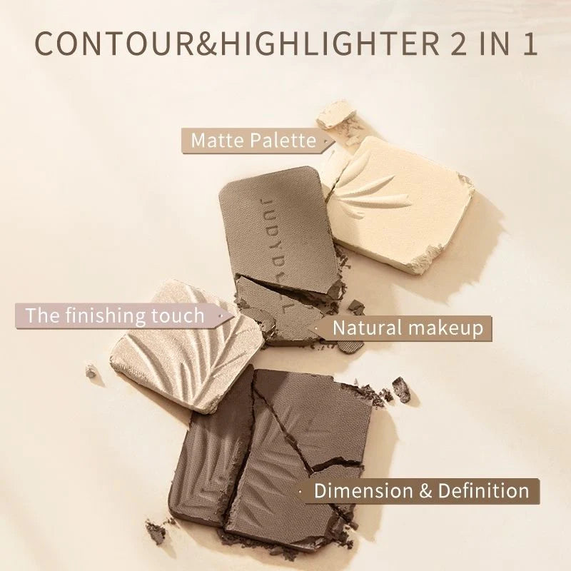 Judydoll Highlighter Contour Palette has Classic matte and fine milled powder, fills depressions, over dullness