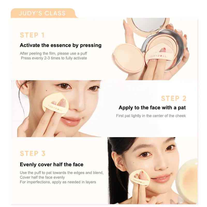 right usage method for Judydoll Long Wearing Face Pad Air Cushion