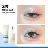 Judydoll Sport Chic Liquid Eyeshadow in shade S01 Blue Surf, blue rub-rub-spark applied on eyelids for a cool, sparkling finish.