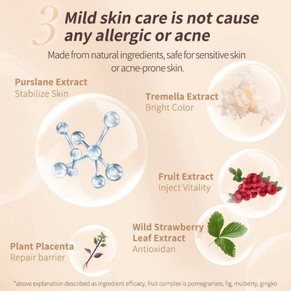 Infographic showcasing natural ingredients in Judydoll Traceless Cloud Touch Concealer, including purslane and tremella extracts, ensuring safe use for sensitive skin