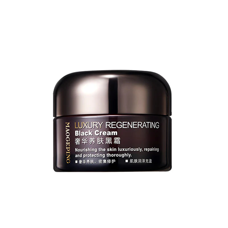 Experience MAOGEPING Luxury Regenerating Black Cream, a top-rated multitasker that hydrates for up to 10 hours and primes your skin for flawless makeup. This non-greasy, anti-aging cream smooths fine lines and enhances skin stability, making it perfect for sensitive and mature skin.