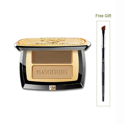 MAOGEPING Two-Color Eyebrow Powder Palette to get natural, 3D velvet eyebrows with this finely milled powder. Includes a professional flat beveled brush for precise shaping, perfect for beginners and experts alike.