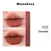 Mooekiss Soft Lip Cream v05 in American nude style, suitable for warm skin tones.
