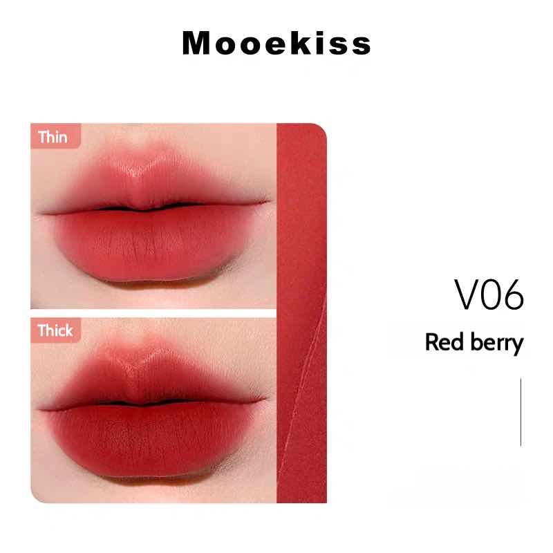 Mooekiss Soft Lip Cream 06 in bold red color, suitable for all skin tones